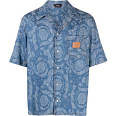 Versace Shirts Versace Floral Print Cotton Shirt - Denim