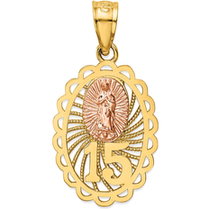 "15" Our Lady of Guadalupe Charm Pendant - Yellow/Rose Gold