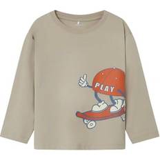 Name It 12-18M Skjorter Name It Nmmotis Shirt - Mørkebeige/Blå/Orange/Hvid