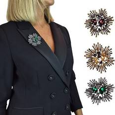 Metal - Women Brooches Paulo Due Ladies Spray Star Brooch Pin - Diamante Cluster