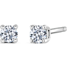 Oro Bianco Orecchini Lab Grown Diamond Solitaire Stud Earrings - White Gold