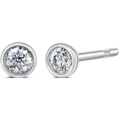 Oro Bianco Orecchini Lab Grown Diamond Solitaire Stud Earrings - White Gold