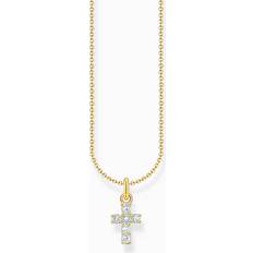 Women - Yellow Necklaces Thomas Sabo Gold Plated CZ Cross Necklace With Cross Pendant - Yellow Gold