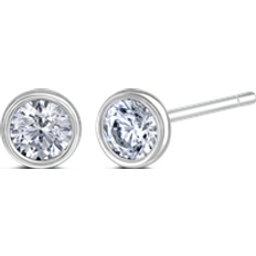 Oro Blanco Pendientes Lab Grown Diamond Solitaire Stud Earrings - White Gold