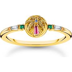 Glas - Guldbelagt Ringe Thomas Sabo Gold-plated Ring Palm Tree Colourful Stones - Blue/Yellow Gold