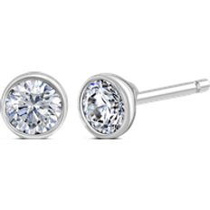 Oro Bianco Orecchini Lab Grown Diamond Solitaire Stud Earrings - White Gold