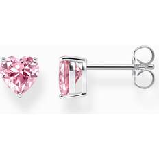 Thomas Sabo Rosa Örhängen Thomas Sabo Silverörhängen Hjärtformade Med Rosa Zirkonia - Silver