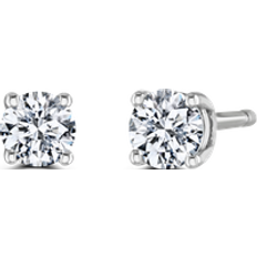 Oro Blanco Pendientes Lab Grown Diamond Solitaire Stud Earrings - White Gold