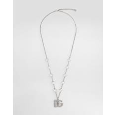 Grey Necklaces Dolce & Gabbana Fine Link Necklace With Rhinestone-detailed Silver Metal