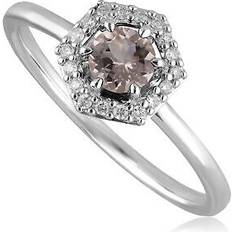 Gemondo Morganite Diamond Halo Engagement Ring - White Gold