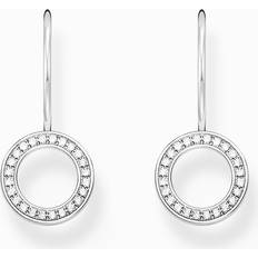 White Earrings Thomas Sabo Stone-Set Dangle Earrings Circular-Shaped White - Silver