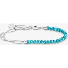 Turquoise Bracelets Thomas Sabo Silver Link Synthetic Turquoise Beaded Charm Bracelet - Blue