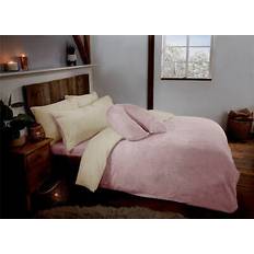 Littens Reversible Teddy Fleece Quilt Set Duvet Cover Pink, Beige