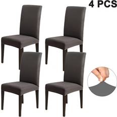 Monochrome Loose Chair Covers Zeuxo Dining Slipcovers 4 Pack Dark Gray Loose Chair Cover