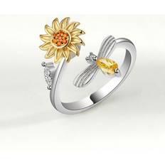 Sunflower Sunflower Fidget Spinner Ring - Silver