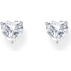 White Earrings Thomas Sabo Heart Cut Zirconia Stud Earrings - Silver/White