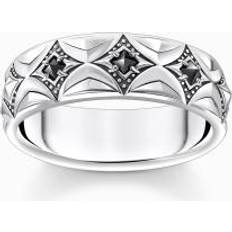 Men - Silver Rings Thomas Sabo Womens 925 Blackened Silver Sterling-silver and Zirconia Band Ring 60mm