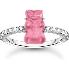 Pink - Solitaire Rings Thomas Sabo Silver Ring Mini Goldbears Zirconia - Pink/Silver Coloured
