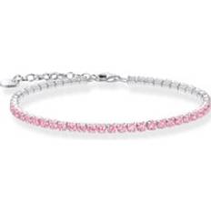 Thomas Sabo Rosa Armband Thomas Sabo Tennisarmband Med Rosa Glittrande Stenar - Silver