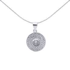 Rhodium Plated Charms & Pendants Jewelco London Rhodium Silver Round CZ Double Halo Pendant - Silver