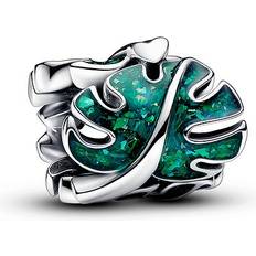 Ciondoli e Pendenti Pandora Monstera Leaves Charm - Enamel/Sterling Silver/Green