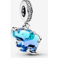 Glas Schmuck Pandora Murano Glass Elephant Dangle Charm - Blue