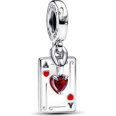 Röd Berlocker & Hängen Pandora Disney Villains Herzkönigin Doppelter Charm-Anhänger - Sterling Silber