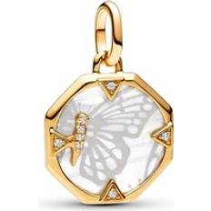 Mother of Pearl Charms & Pendants Pandora ME Pearlescent Butterfly Gold-Plated Medallion Charm