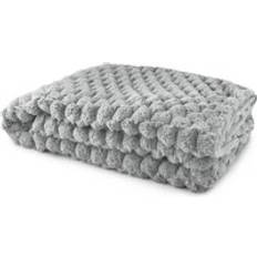 Polyester Blankets Julian Charles Lush Silver Fluffy Faux Fur Throw Blanket Blankets Grey