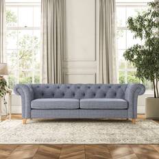 Furniture Dunelm Pimlico 4 Seater Chunky Tonal Weave Navy Sofa