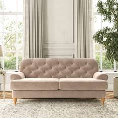 Furniture Dunelm Canterbury Luxury Velvet Natural Sofa 3 Seater