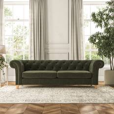 Furniture Dunelm Pimlico 4 Seater Tonal Plush Chenille Rich Green Sofa
