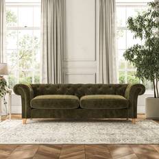 Furniture Dunelm Pimlico 4 Seater Luxury Chenille Olive Sofa