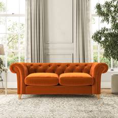 Furniture Dunelm Pimlico House Velvet Ginger Sofa 3 Seater