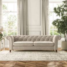 Furniture Dunelm Pimlico 4 Seater Tonal Plush Chenille Natural Sofa