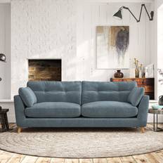 Furniture Dunelm Peyton 4 Seater Tonal Plush Chenille Aqua Sofa