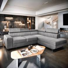 Ecksofa Sofas Masseno Ecksofa NOLA R-S Hellgrau Sofa