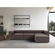 Hanah Home Modulaire Bank 3-Zits Met Hocker Fora Donker Bruin
