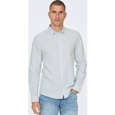 Multicoloured Shirts Only & Sons Caiden LS Linen Hemd Cashmere Blue