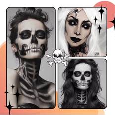 White Body Makeup Artdot Halloween Body Painting Skull Face Makeup Pigment - White/Black