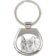 Zilver Sleutelhangers Art-Dog Korat Cat Keychain With A Print - Personalized