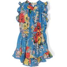 High Collar Dresses Children's Clothing Zimmermann Alight Floral-Print Cotton Dress - Blue