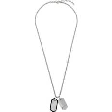 Fossil Chevron Stainless Steel Dog Tag Necklace