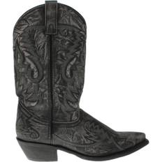 Laredo Distressed Snip Toe Cowboy Boots - Black