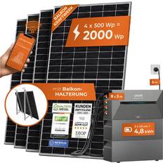 Solarmodule Solarway All In One Balkonkraftwerk mit Speicher 2000W komplett Steckdose 4,8 kWh Anker Solix 2 PRO Speicher Solaranlage Komplettset 500W Solarmodule & Anker Speicher & Zubehör