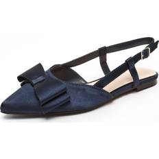 Slingback Heels & Pumps Quiz Satin Bow Slingback Flat Pumps - Navy