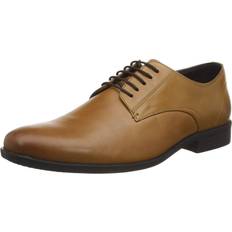 Leather Oxford Hush Puppies Oscar Clean Toe Lace Up Shoes - Dark Brown