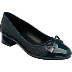 Shoes Lotus Rush Ballet Pumps - Navy Croc Print Patent