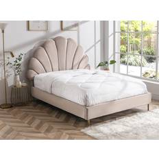 Camas y Colchones Vente-unique Cama 160 x 200 cm Terciopelo Beige