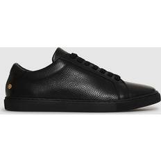 Sort Læder Sneakers Rund Tå Klassisk Snøring - Sort